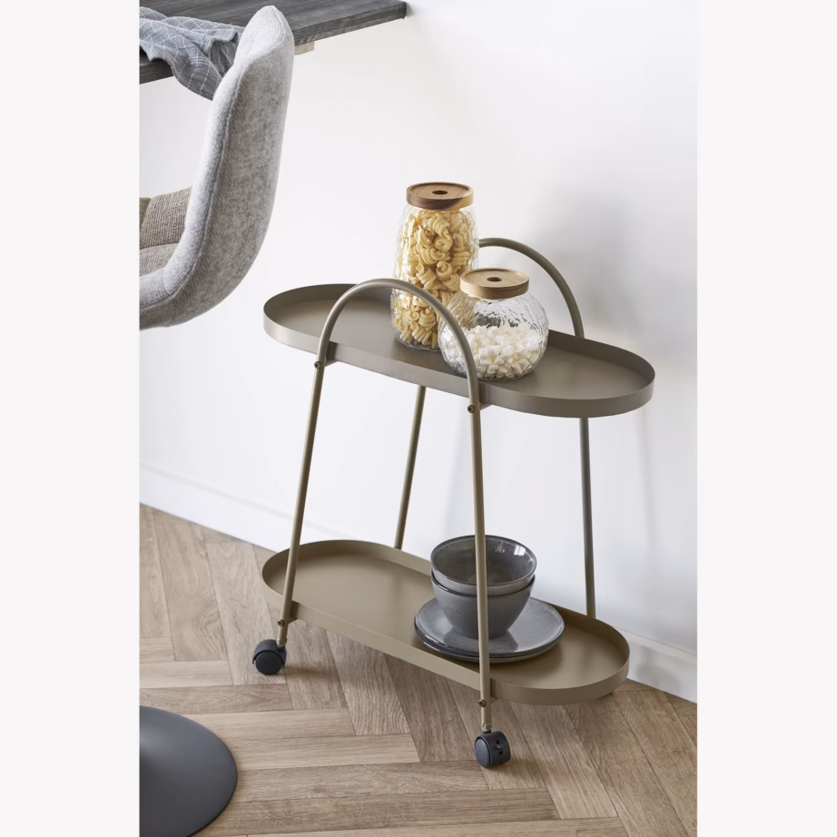 Pruun terasest serveerimiskäru Empoli, 2 riiulit, 27,5 × 60 × 64 cm - 2