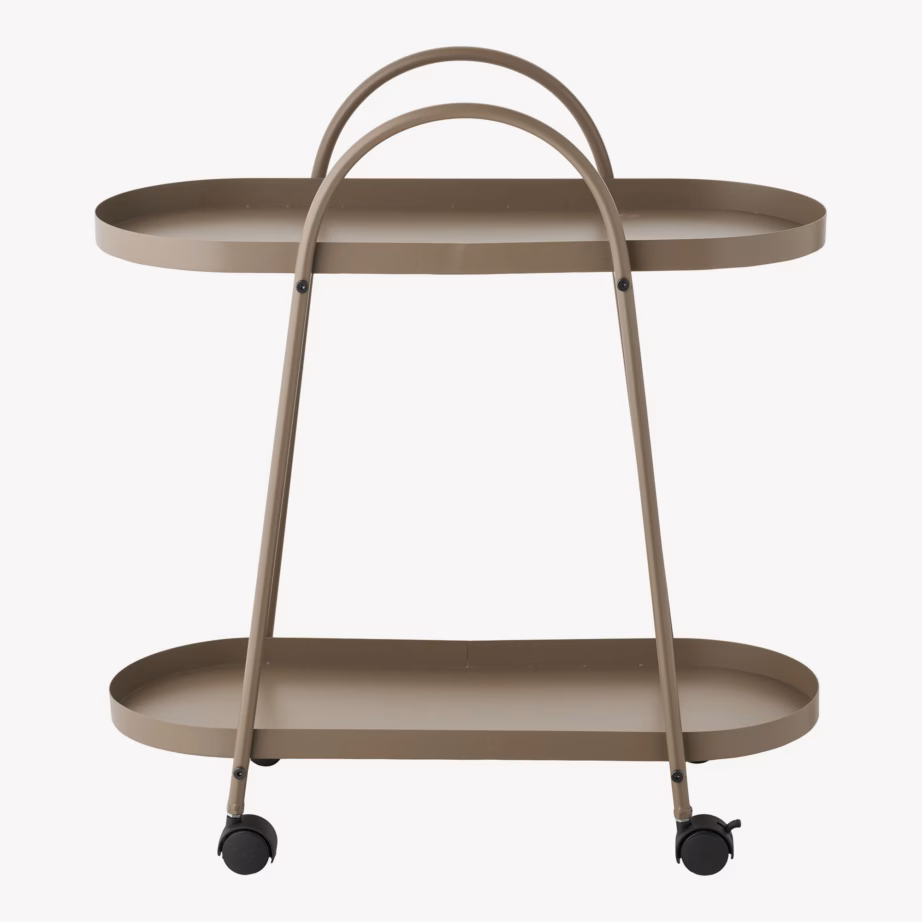 Pruun terasest serveerimiskäru Empoli, 2 riiulit, 27,5 × 60 × 64 cm - 3