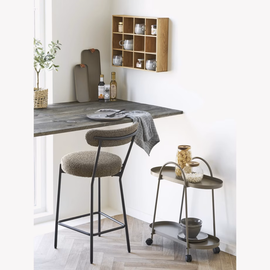 Pruun terasest serveerimiskäru Empoli, 2 riiulit, 27,5 × 60 × 64 cm - 4