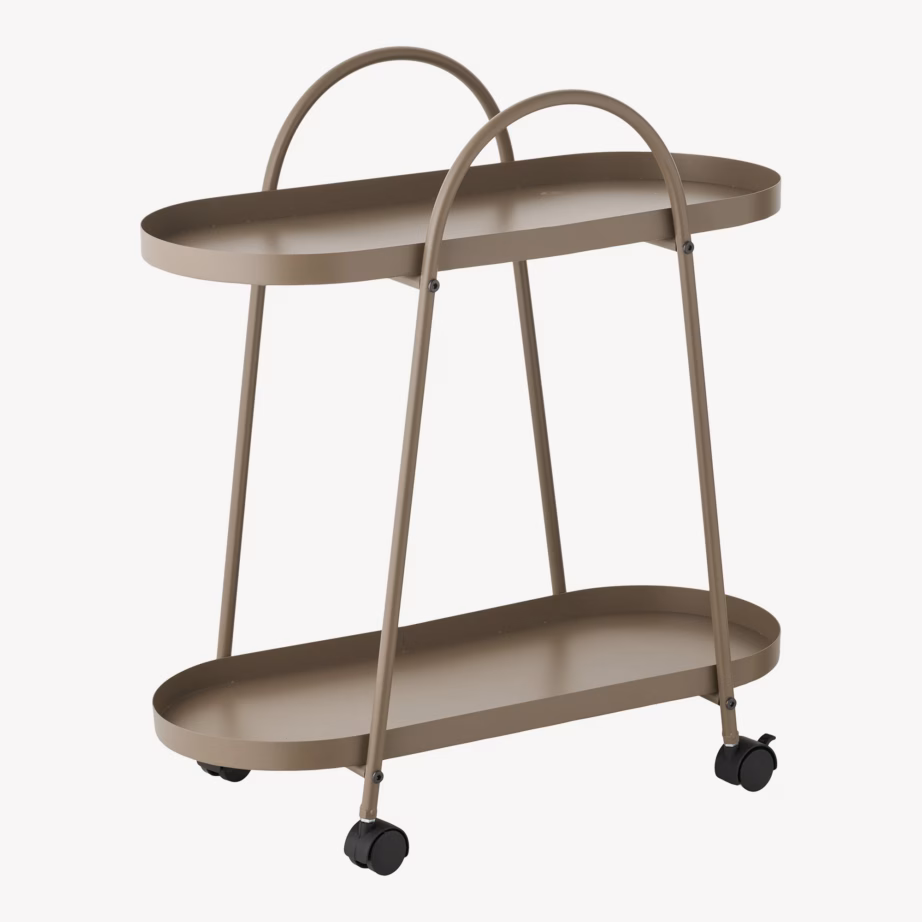 Pruun terasest serveerimiskäru Empoli, 2 riiulit, 27,5 × 60 × 64 cm - 8