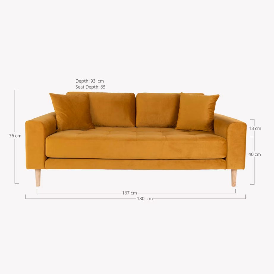 Sinepikollane 2,5‑kohaline sametise kangaga diivan Lido, 180 cm - 3
