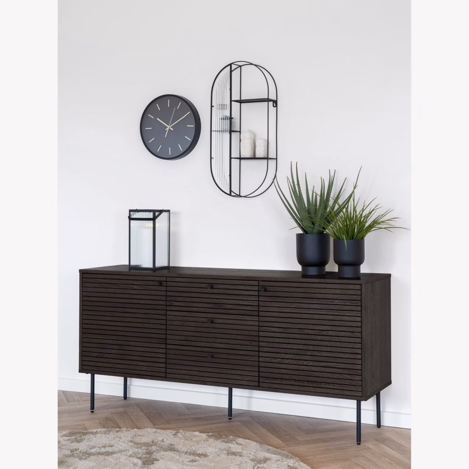 Suitstunud tammespooniga puhvetkapp Kyoto, mustad metalljalad, 150x40x74 cm - 5