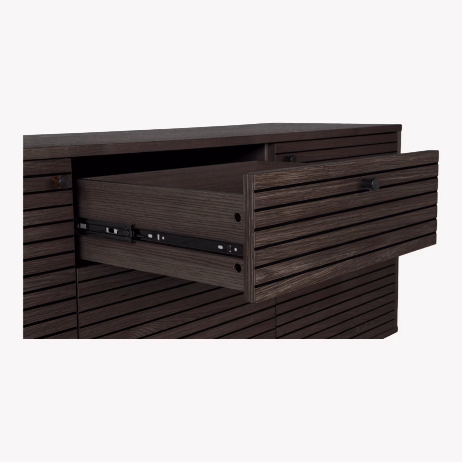 Suitstunud tammespooniga puhvetkapp Kyoto, mustad metalljalad, 150x40x74 cm - 8