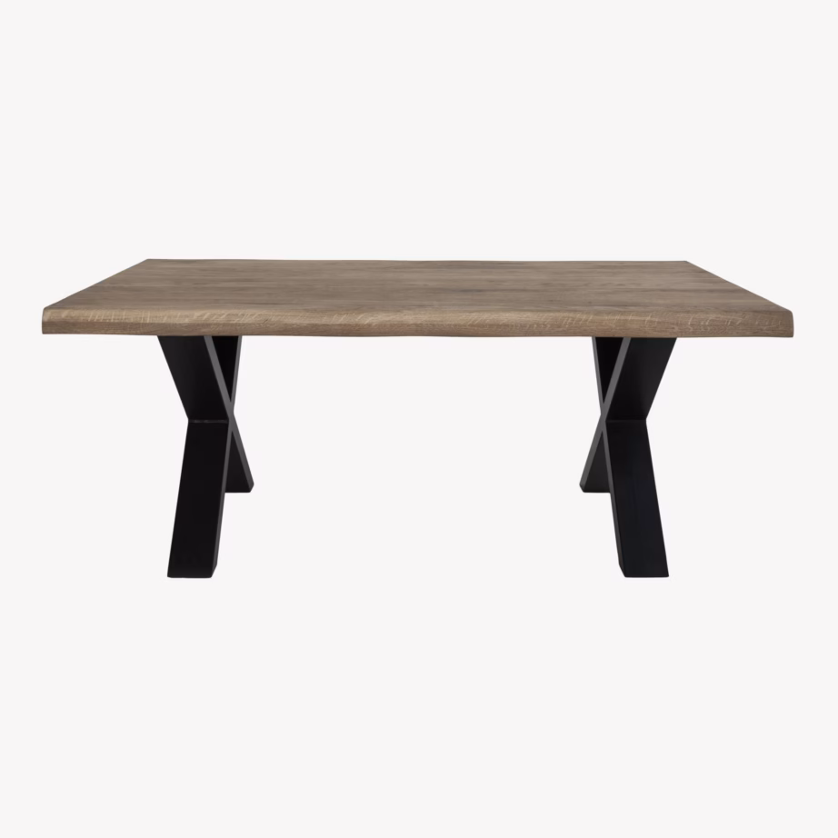 Suitsutatud tamme diivanilaud lainelise servaga Toulon 70×120 cm - 3