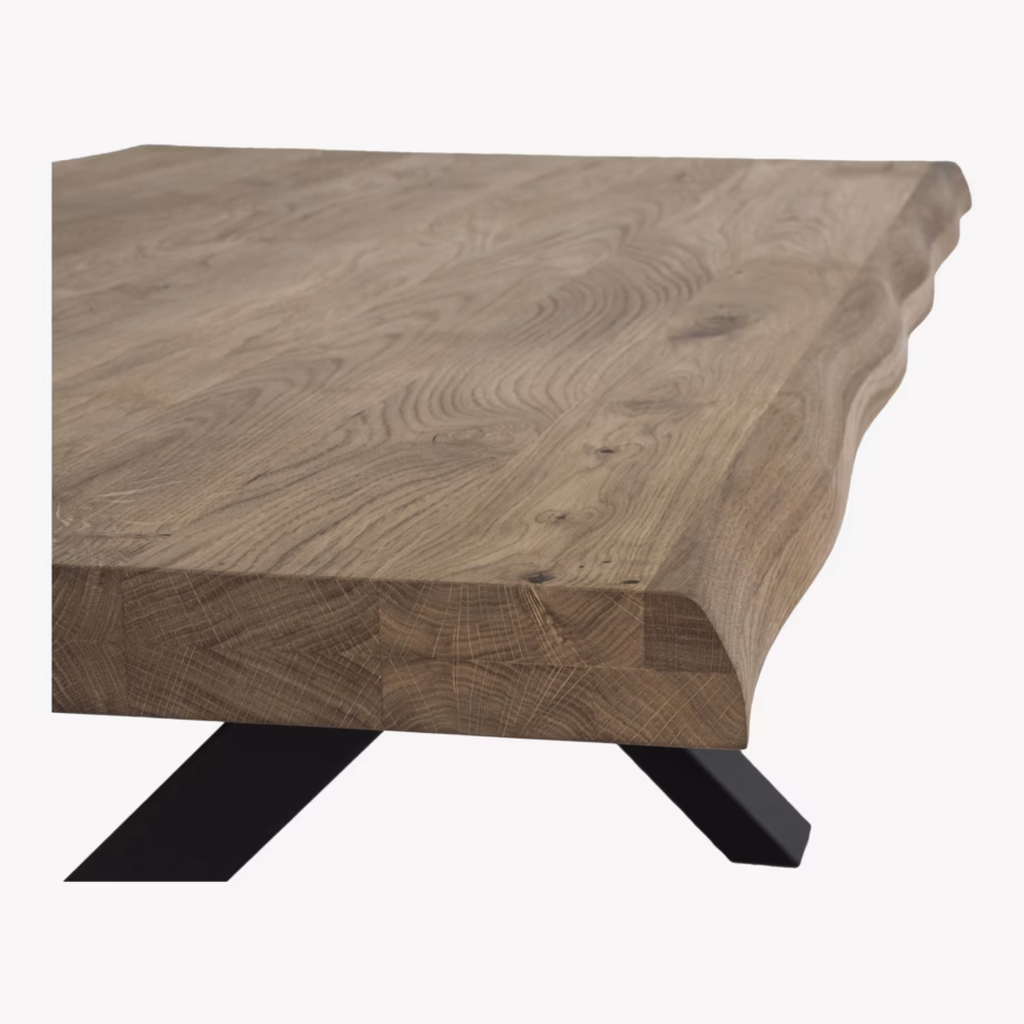 Suitsutatud tamme diivanilaud lainelise servaga Toulon 70×120 cm - 6