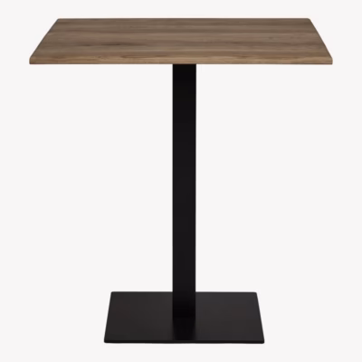 Suitsutatud tammeplaadiga baarilaud musta metalljalaga Lignano, 70x70x75 cm