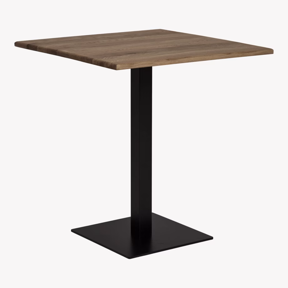 Suitsutatud tammeplaadiga baarilaud musta metalljalaga Lignano, 70x70x75 cm - 2