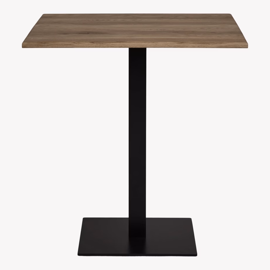 Suitsutatud tammeplaadiga baarilaud musta metalljalaga Lignano, 70x70x75 cm - 5
