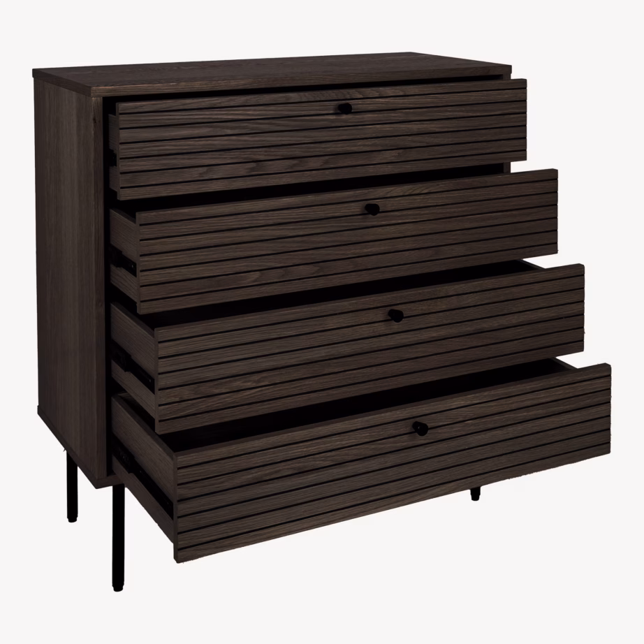 Suitsutatud tammespooniga 4-sahtline kummut Kyoto, 80x40x85 cm - 6