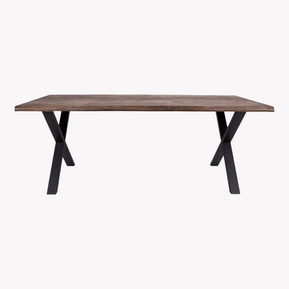 Suitsutatud tammest söögilaud lainelise servaga 95×200 cm Toulon - 3