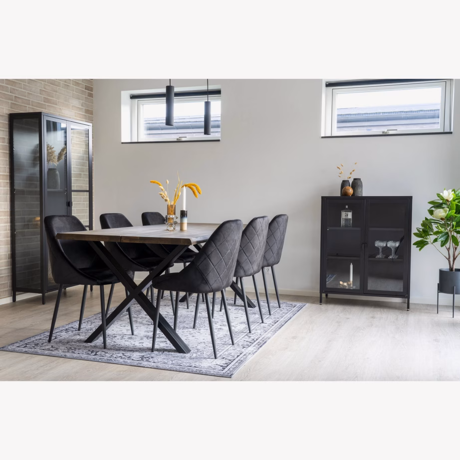 Suitsutatud tammest söögilaud lainelise servaga 95×200 cm Toulon - 9