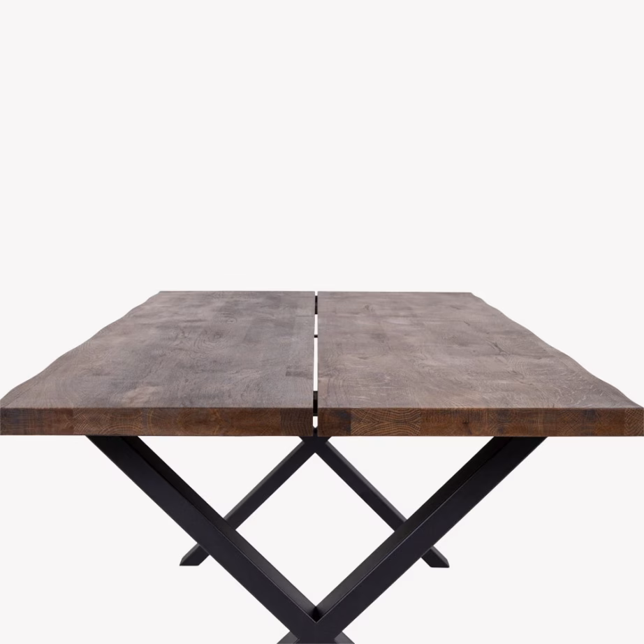 Suitsutatud tammest söögilaud lainelise servaga 95×200 cm Toulon - 12