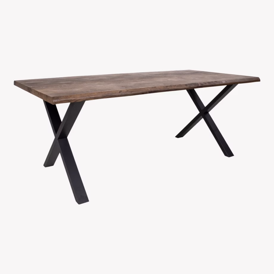 Suitsutatud tammest söögilaud lainelise servaga 95×200 cm Toulon - 13