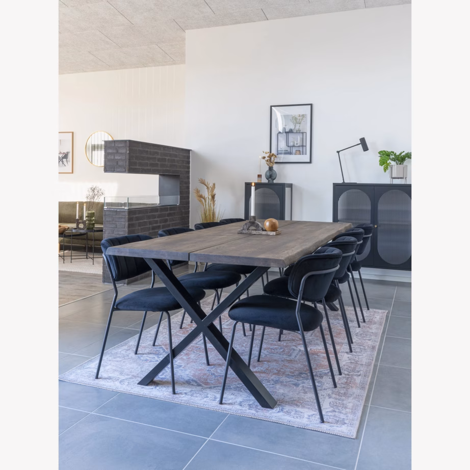 Suitsutatud tammest söögilaud metalljalgadel 95×240 cm Toulon - 2