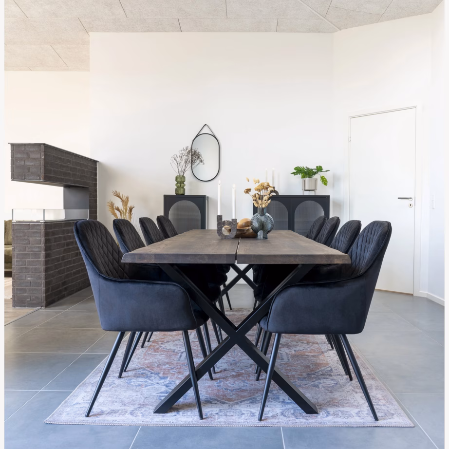 Suitsutatud tammest söögilaud metalljalgadel 95×240 cm Toulon - 3