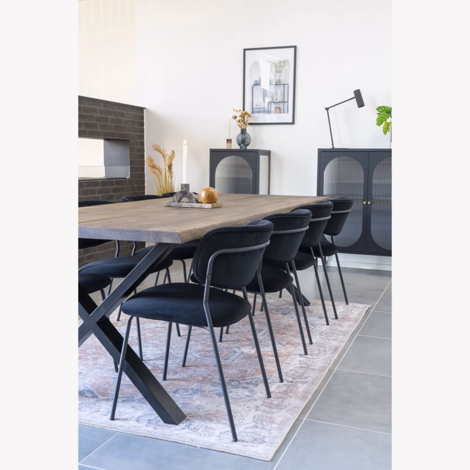 Suitsutatud tammest söögilaud metalljalgadel 95×240 cm Toulon - 4