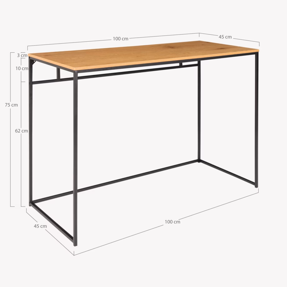 Tamme toonis kirjutuslaud musta metallraamiga Vita 100×45 cm - 4