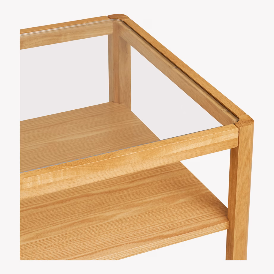 Tamme toonis klaasplaadiga diivanilaud Lourmarin 110×60 cm - 4