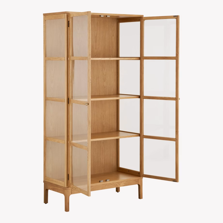 Tammepuidu ja klaasiga vitriinkapp Zamora, 40x90x180 cm - 5