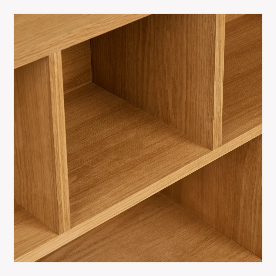 Tammepuidu, MDF-i ja tammespooniga raamaturiiul Oshawa 30x112x104,5 cm - 5