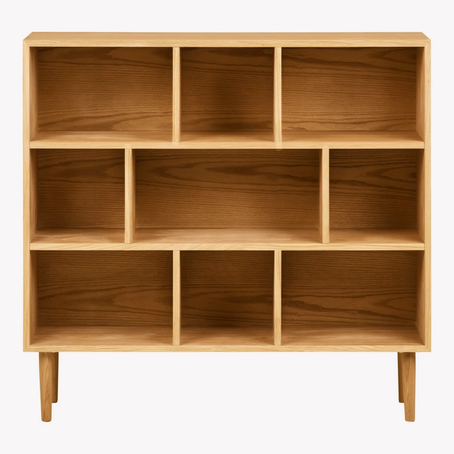 Tammepuidu, MDF-i ja tammespooniga raamaturiiul Oshawa 30x112x104,5 cm - 7