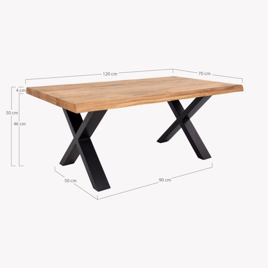 Tammepuidust diivanilaud lainelise servaga 70×120 cm Toulon - 4