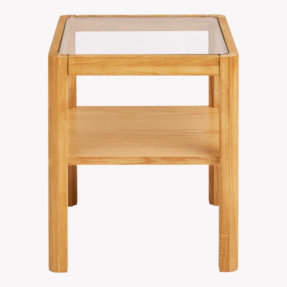 Tammepuidust ja klaasiga abilaud Lourmarin 40x40x45 cm - 3