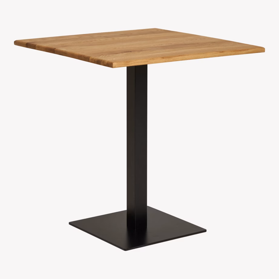Tammepuidust kohvikulaud musta metalljalaga Lignano 70×70 cm - 3