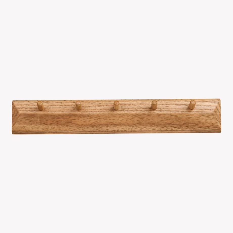 Tammepuidust naturaalne seinanagi 5 konksuga, 50 cm, Barco - 3