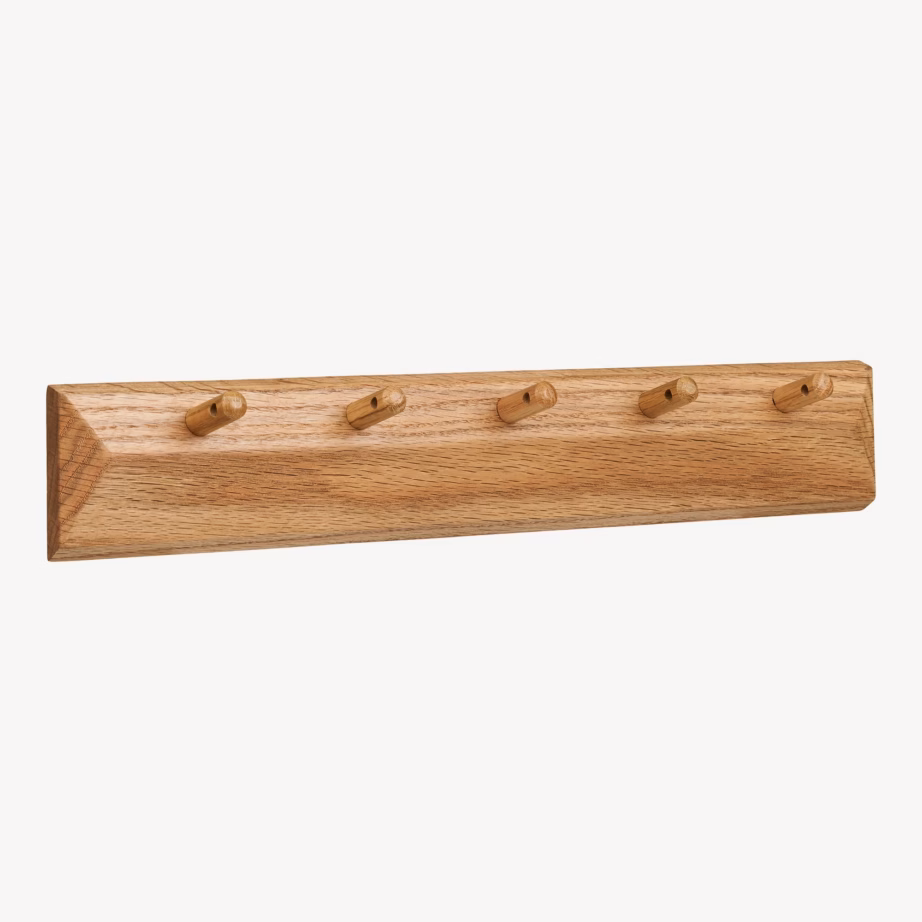 Tammepuidust naturaalne seinanagi 5 konksuga, 50 cm, Barco - 6