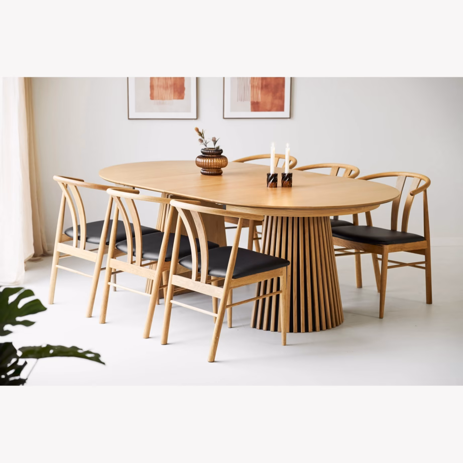 Tammepuidust söögitool kunstnahast istmega, naturaalne/must Artenara - 2