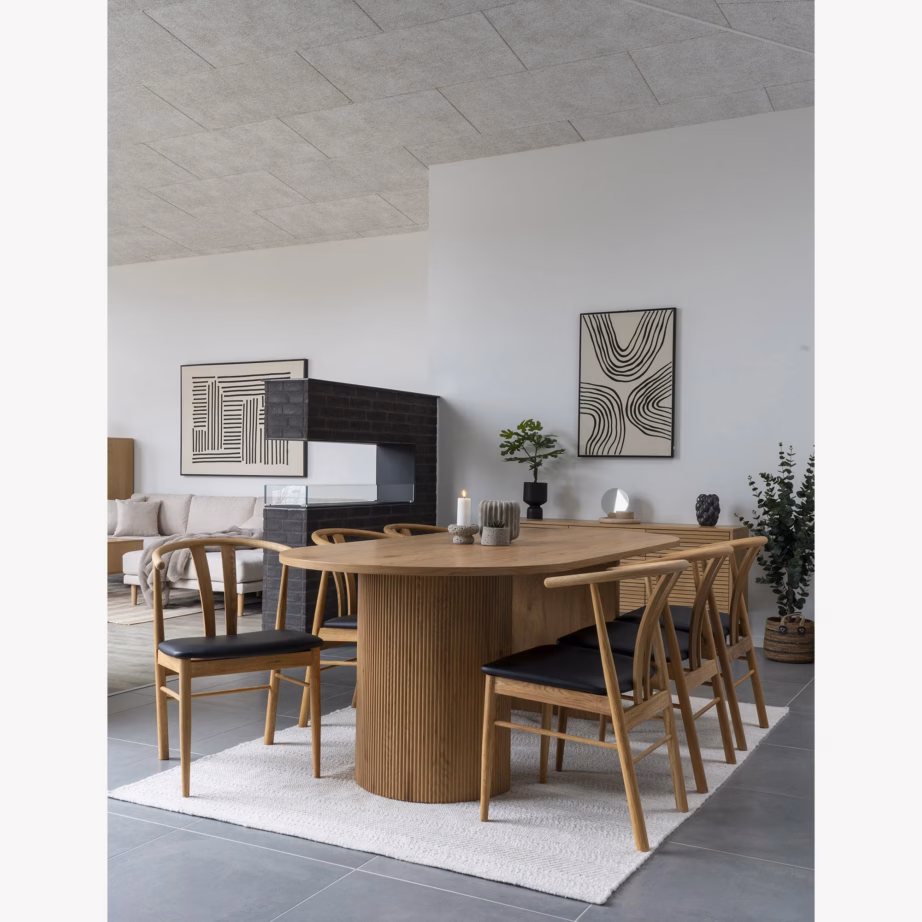 Tammepuidust söögitool kunstnahast istmega, naturaalne/must Artenara - 6