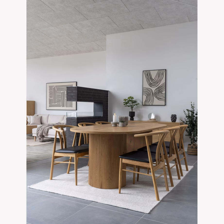 Tammepuidust söögitool kunstnahast istmega, naturaalne/must Artenara - 7