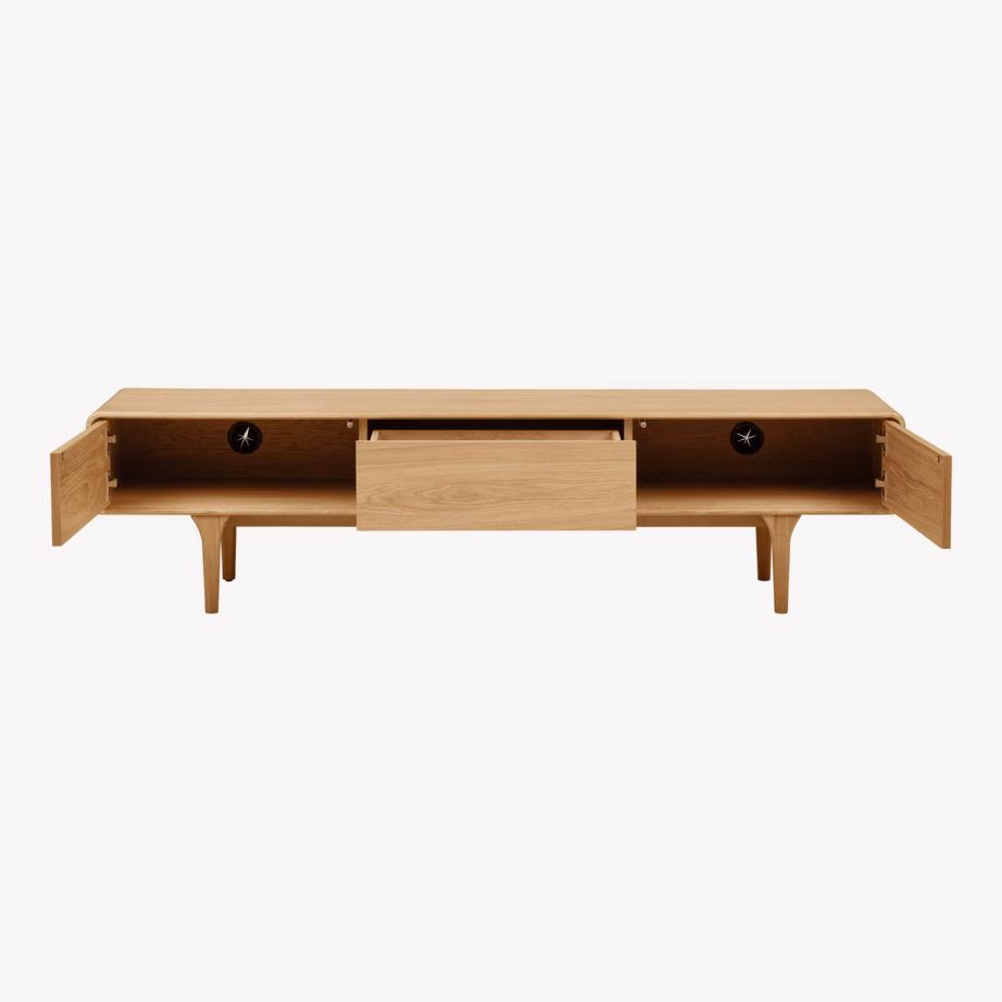 Tammepuidust TV-alus Darwin, naturaalne, 180x45x45 cm - 3