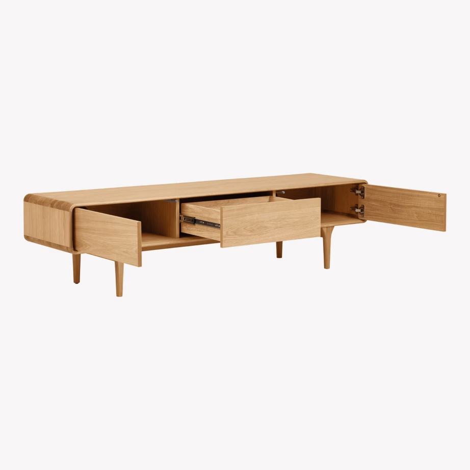 Tammepuidust TV-alus Darwin, naturaalne, 180x45x45 cm - 5