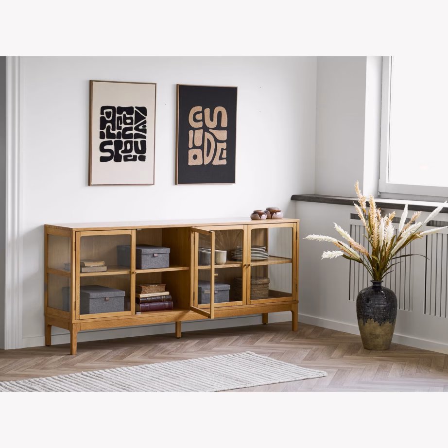 Tammespooniga vitriinkapp Zamora, 4 klaasust, 180x40x80 cm - 2