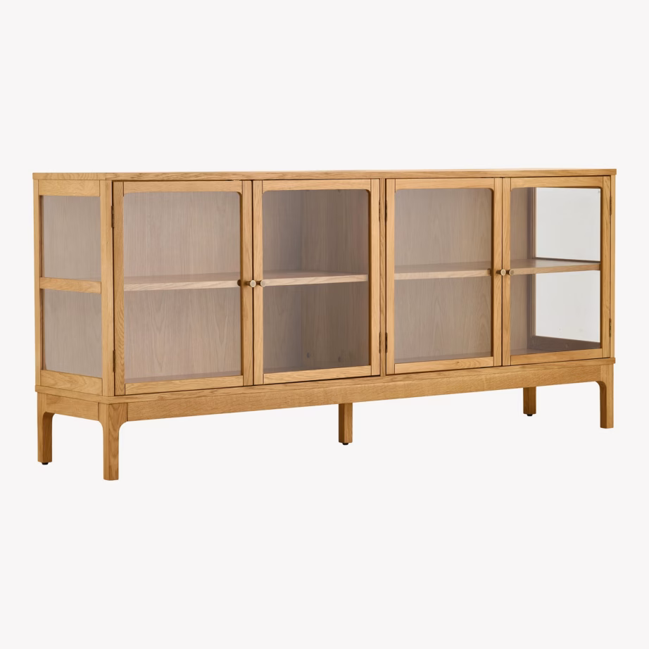 Tammespooniga vitriinkapp Zamora, 4 klaasust, 180x40x80 cm - 3