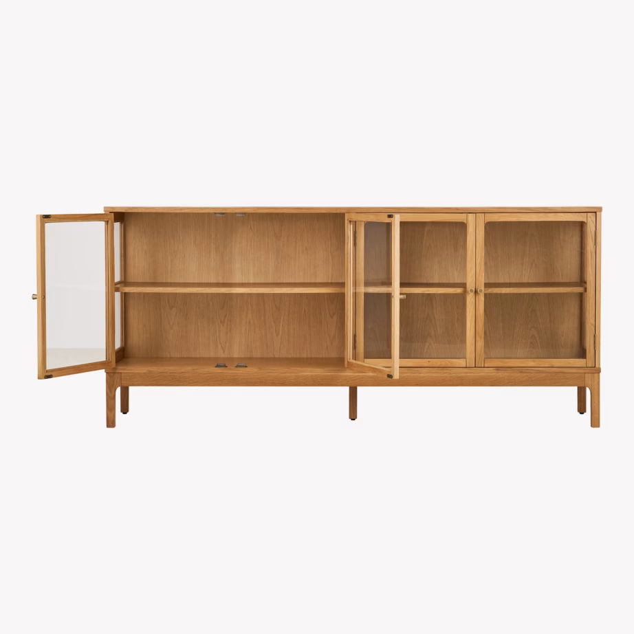 Tammespooniga vitriinkapp Zamora, 4 klaasust, 180x40x80 cm - 6