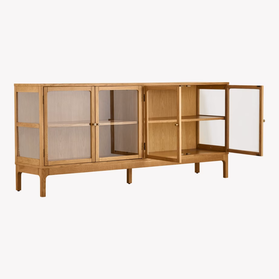 Tammespooniga vitriinkapp Zamora, 4 klaasust, 180x40x80 cm - 7
