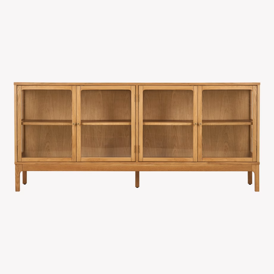 Tammespooniga vitriinkapp Zamora, 4 klaasust, 180x40x80 cm - 10