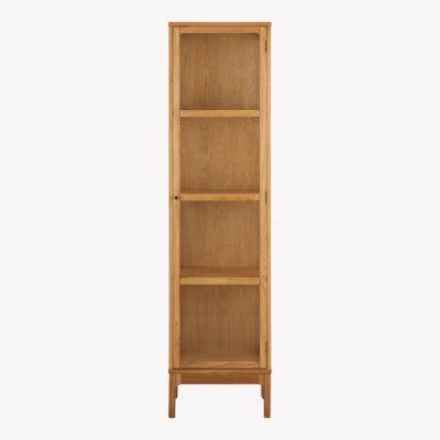 Tammeviimistlusega klaasuksiga vitriinkapp 47x40x180 cm Zamora