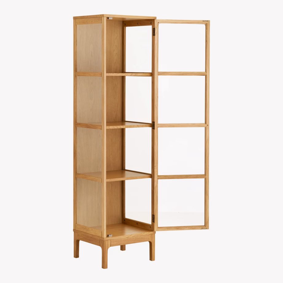 Tammeviimistlusega klaasuksiga vitriinkapp 47x40x180 cm Zamora - 7