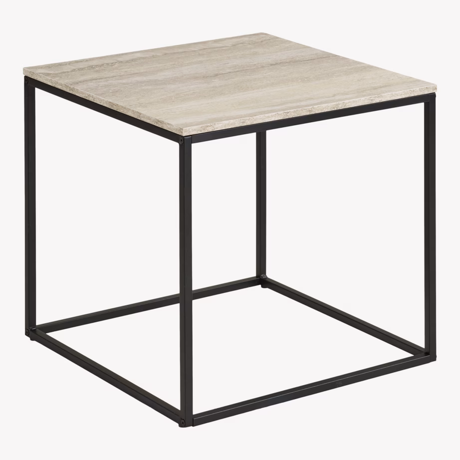 Travertiinimustriga abilaud musta terasraamiga Vita 45x45x45 cm - 5