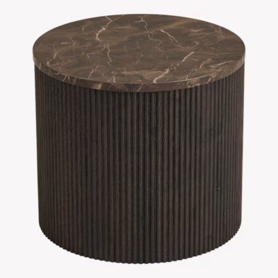 Tumepruun marmormustriga abilaud Ø45x40 cm Rota