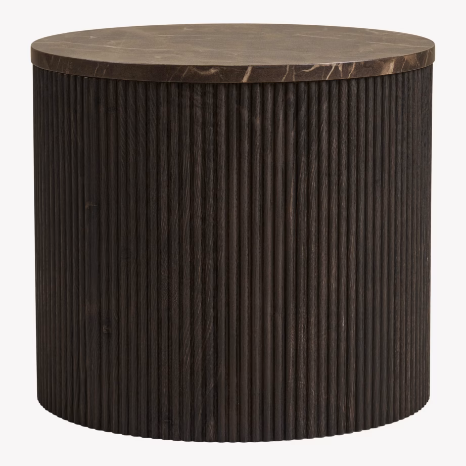 Tumepruun marmormustriga abilaud Ø45×40 cm Rota - 3