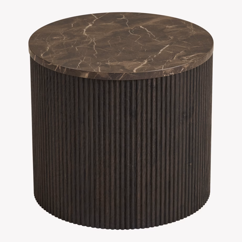 Tumepruun marmormustriga abilaud Ø45×40 cm Rota - 6