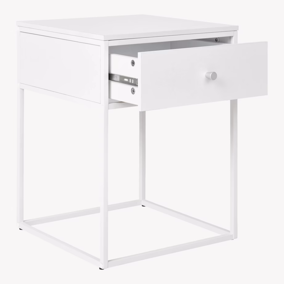Valge abilaud sahtliga Vita, valge raam, 40x40x55 cm - 5