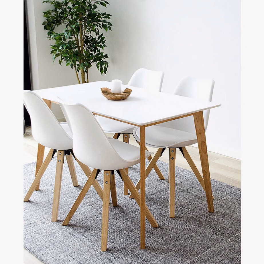 Valge MDF-plaadiga söögilaud naturaalse puiduga Vojens 70×120 cm - 2