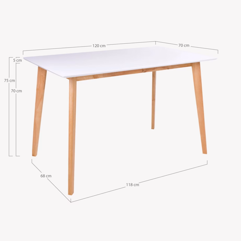 Valge MDF-plaadiga söögilaud naturaalse puiduga Vojens 70×120 cm - 4