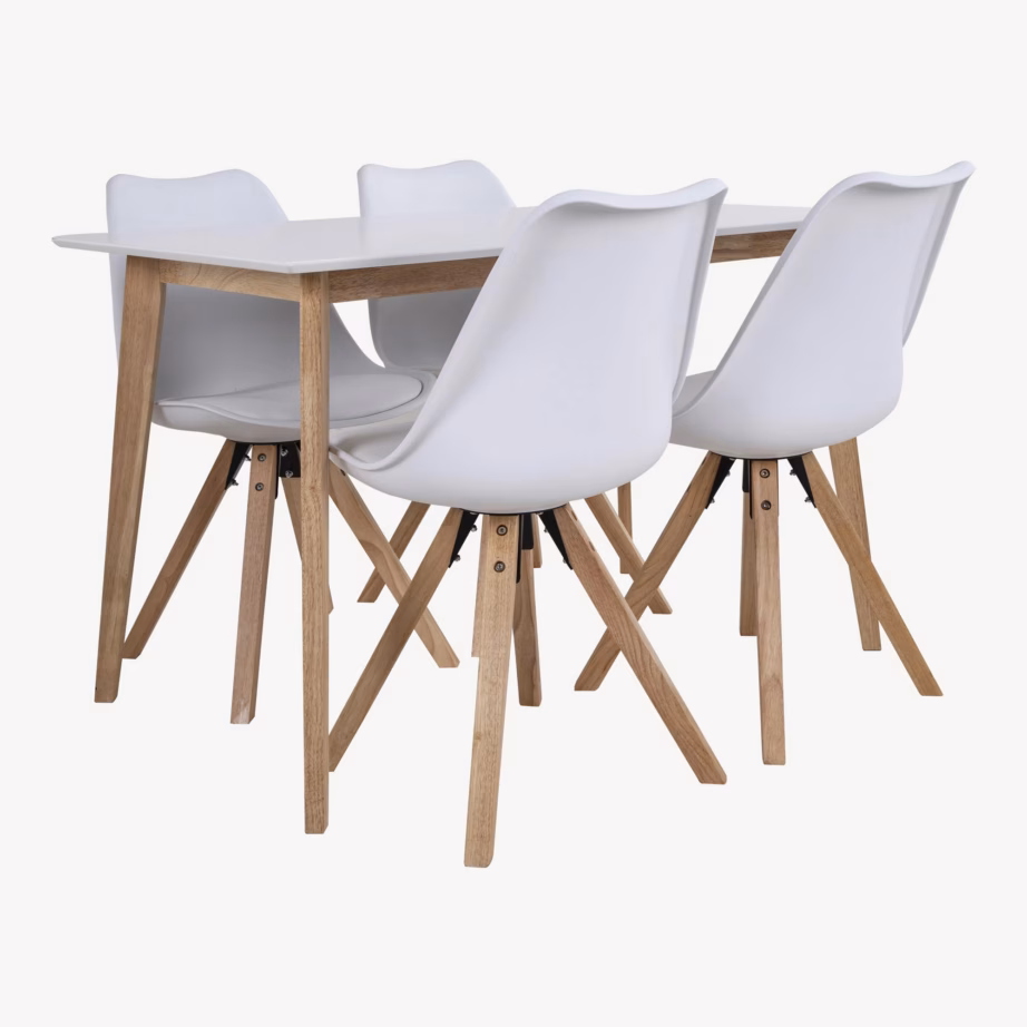 Valge MDF-plaadiga söögilaud naturaalse puiduga Vojens 70×120 cm - 5